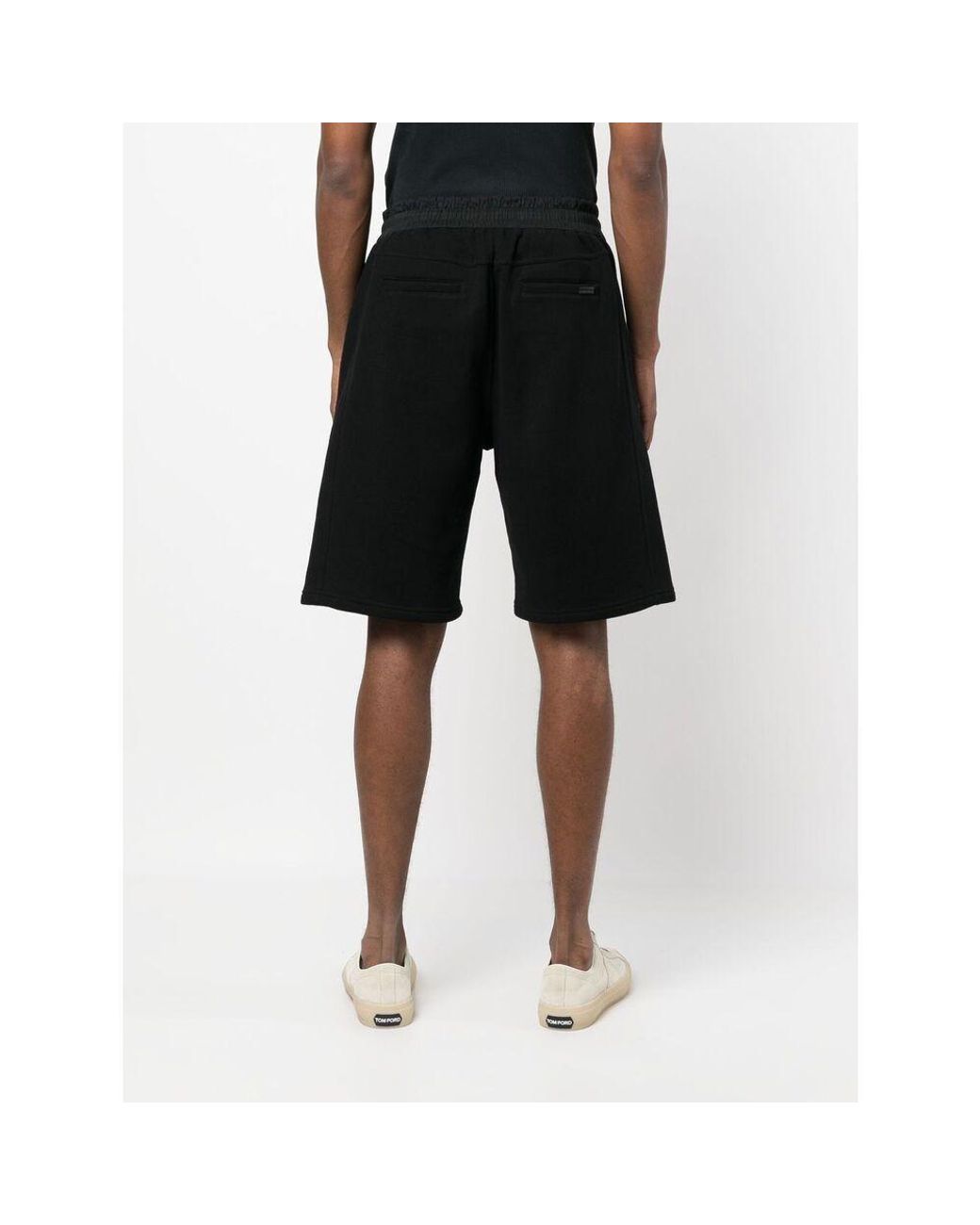 Saint Laurent Black Logo Embroidered Drawstring Shorts for men