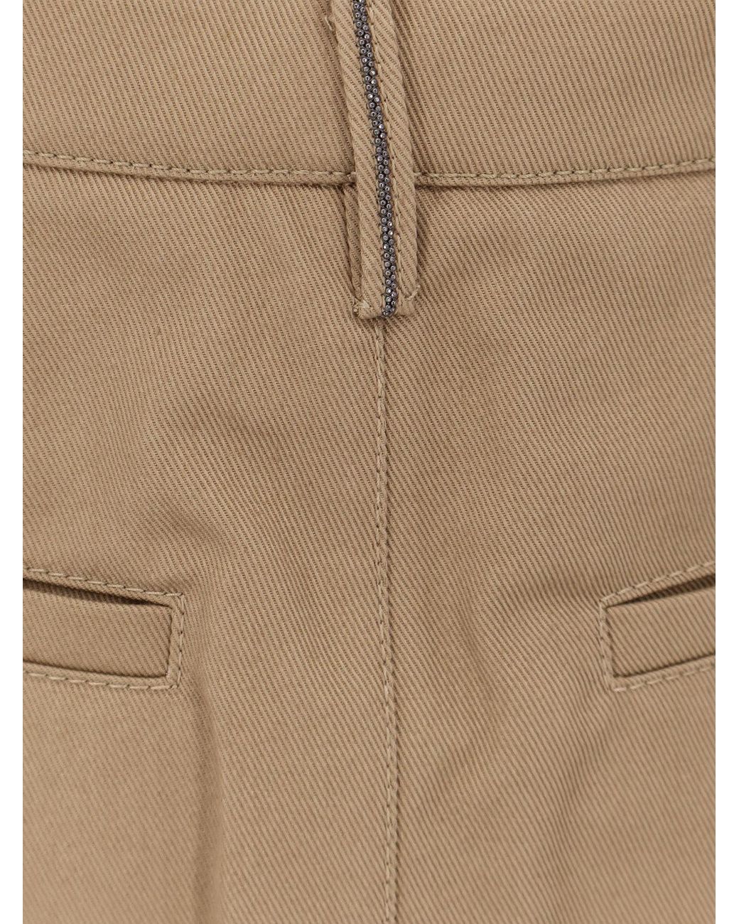Brunello Cucinelli Natural Skirt With Belt Loops And Pleated Front