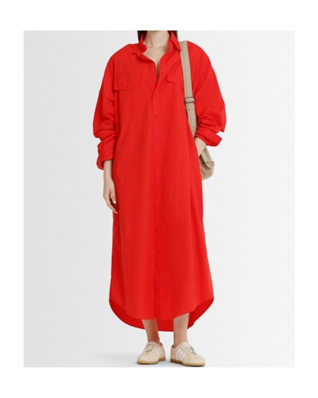 Frankie Shop Red Calren Cotton Poplin Long Dress