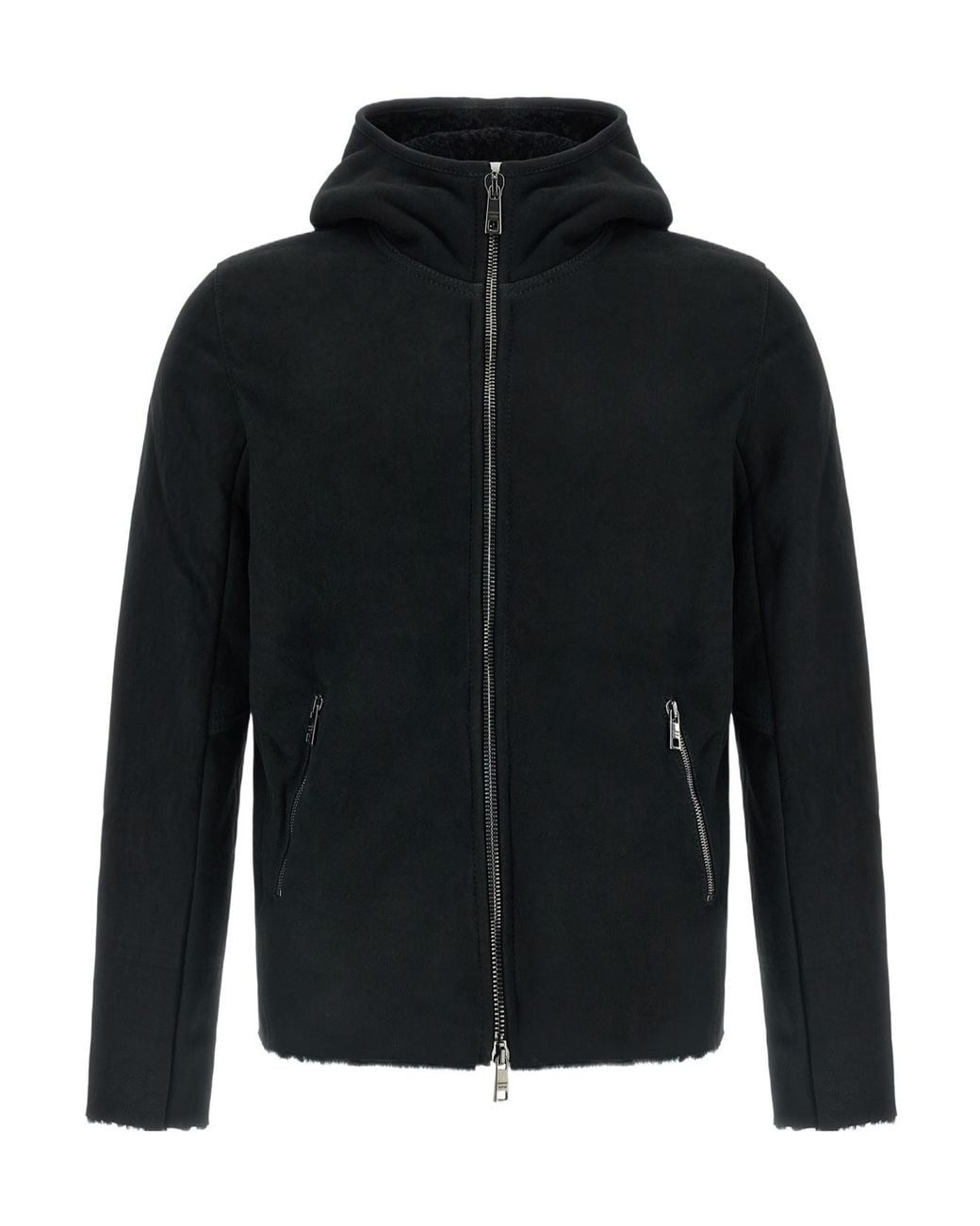 Giorgio Brato Black Suede Hooded Jacket for men