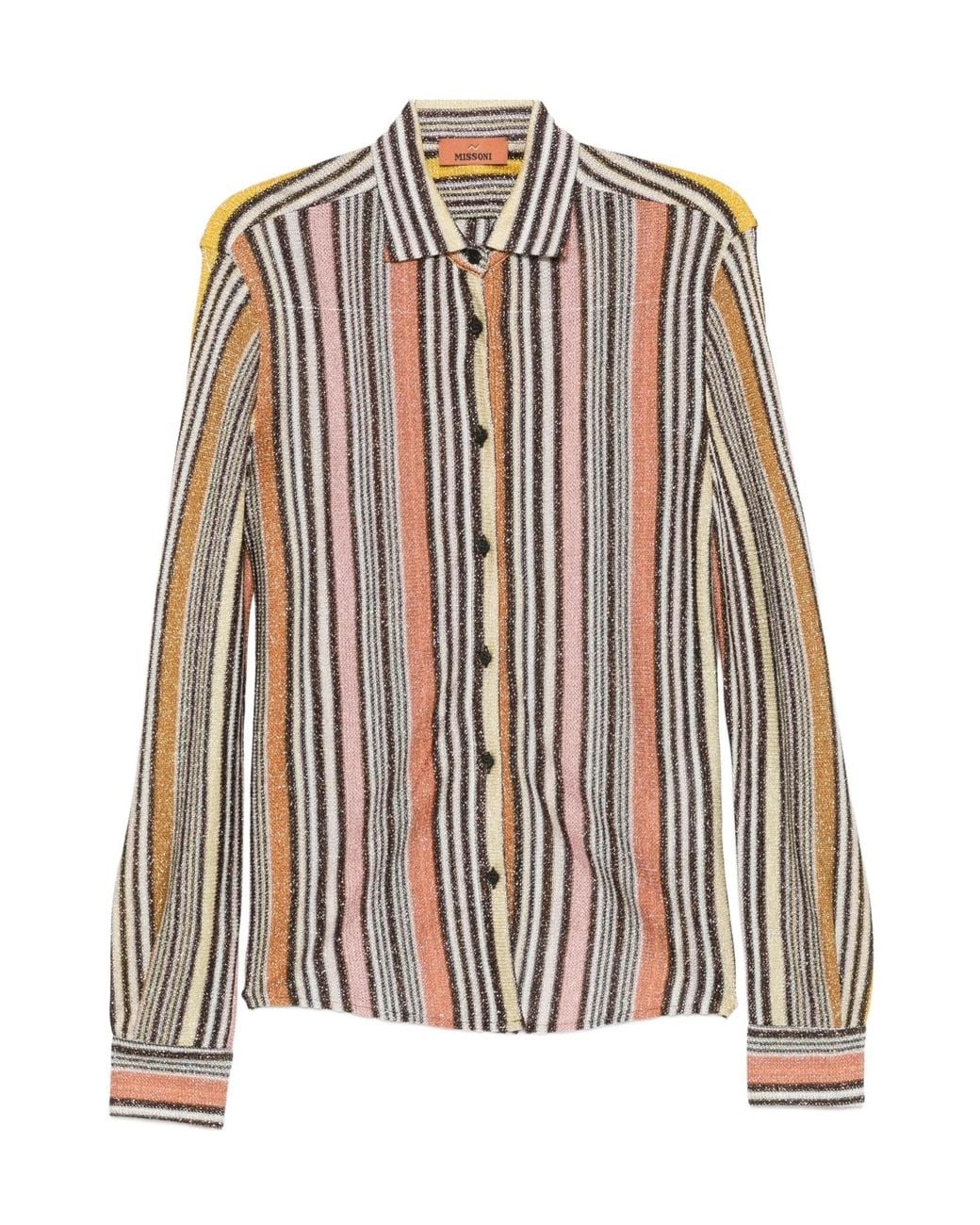 Missoni Brown Striped Metallic-Thread Shirt