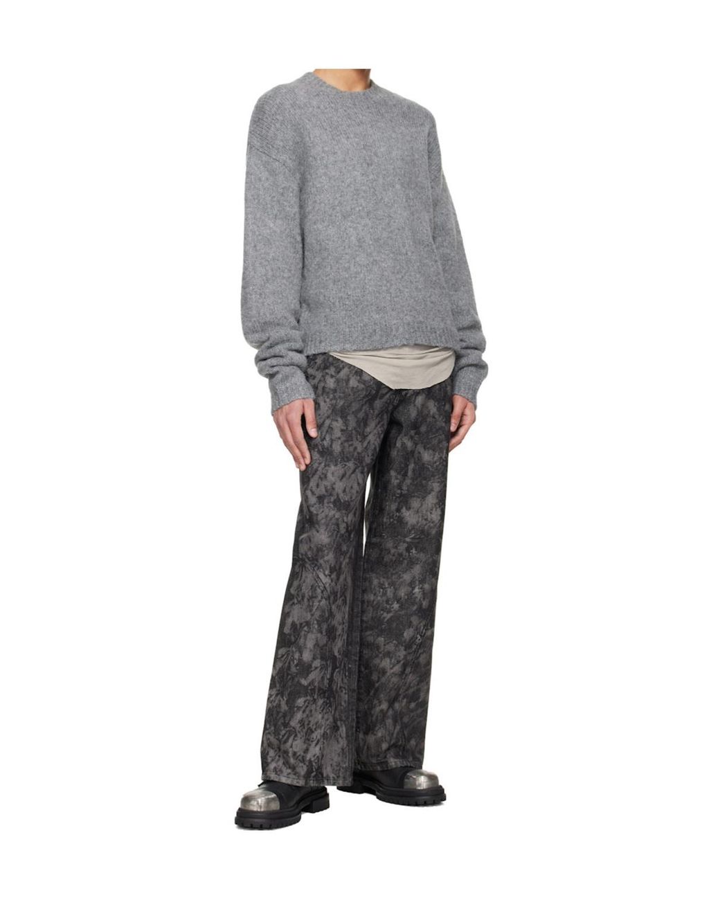 HELIOT EMIL Gray Basalt Belt Loop Jeans for men