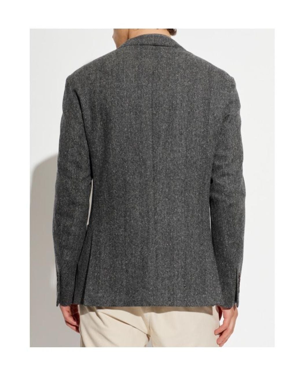 Eleventy Gray Herringbone Two-Button Blazer for men
