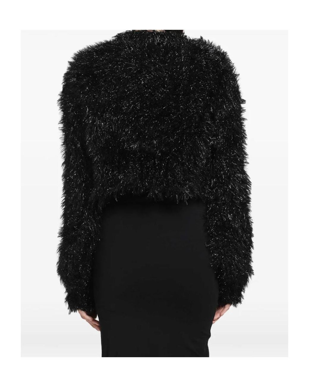 Junya Watanabe Black Metallic-Effect Cropped Sweater
