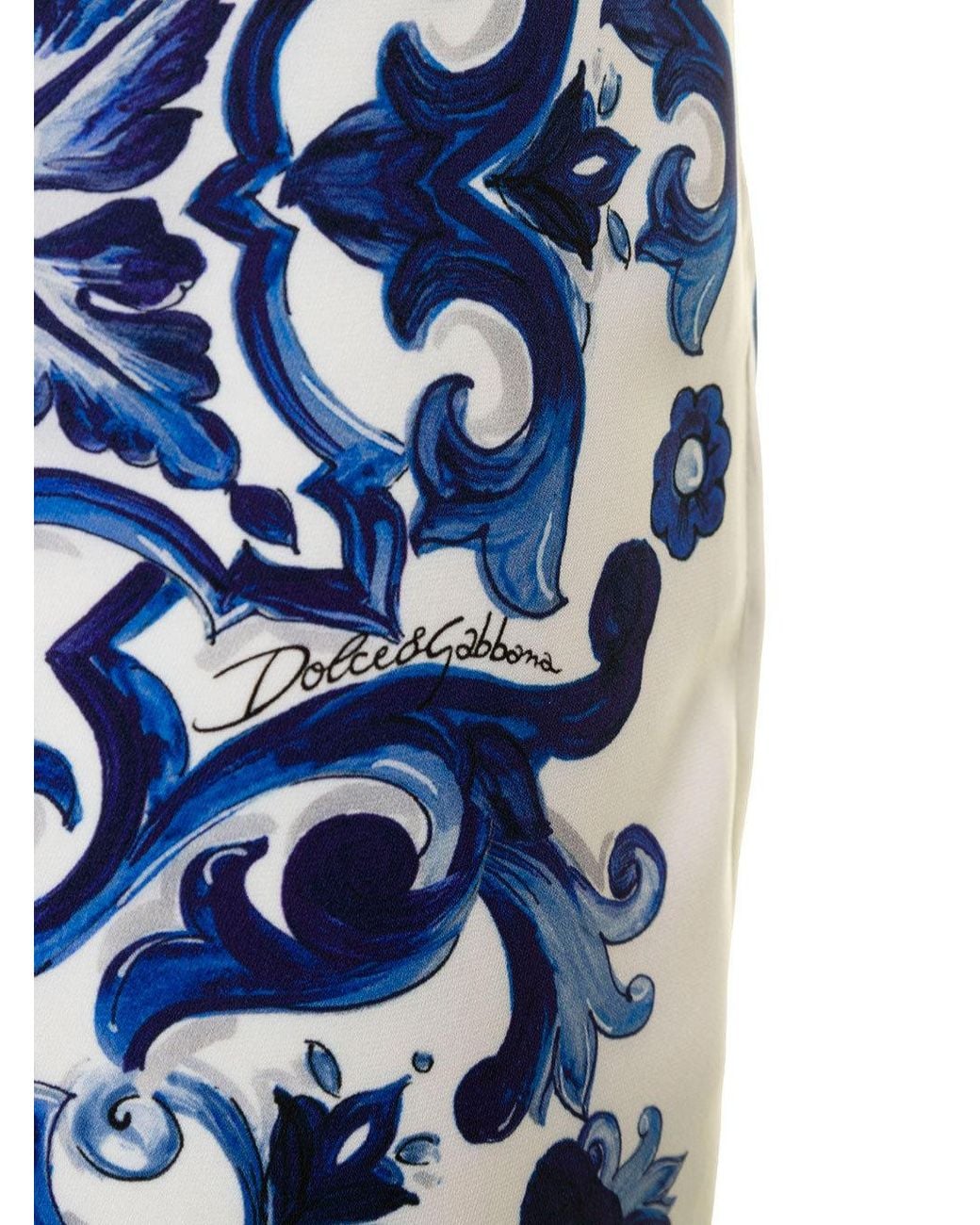 Dolce & Gabbana Blue Majolica Printed Flared Pants