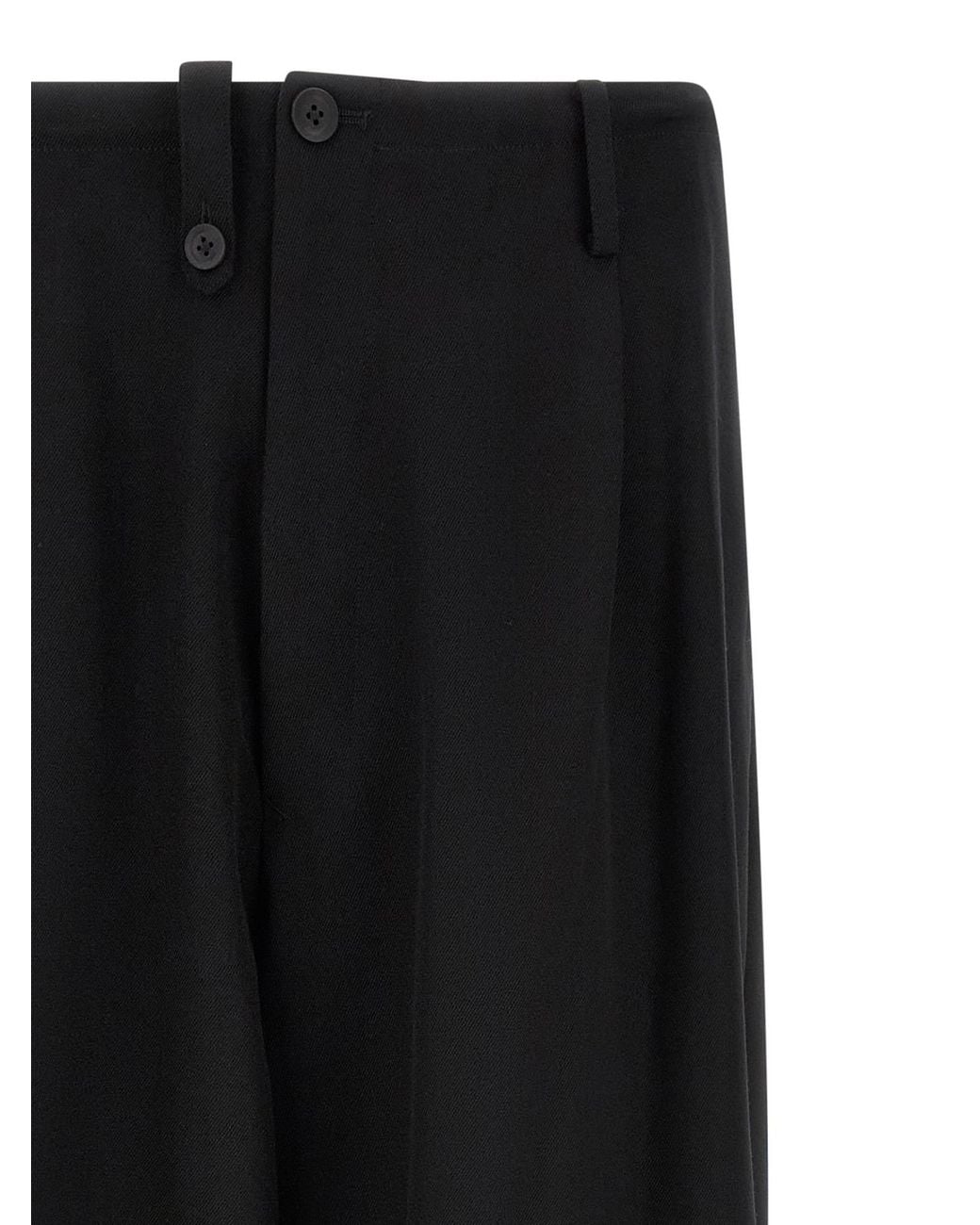 Yohji Yamamoto Black New Standard Wallet Asymmetric-Closure Trousers for men