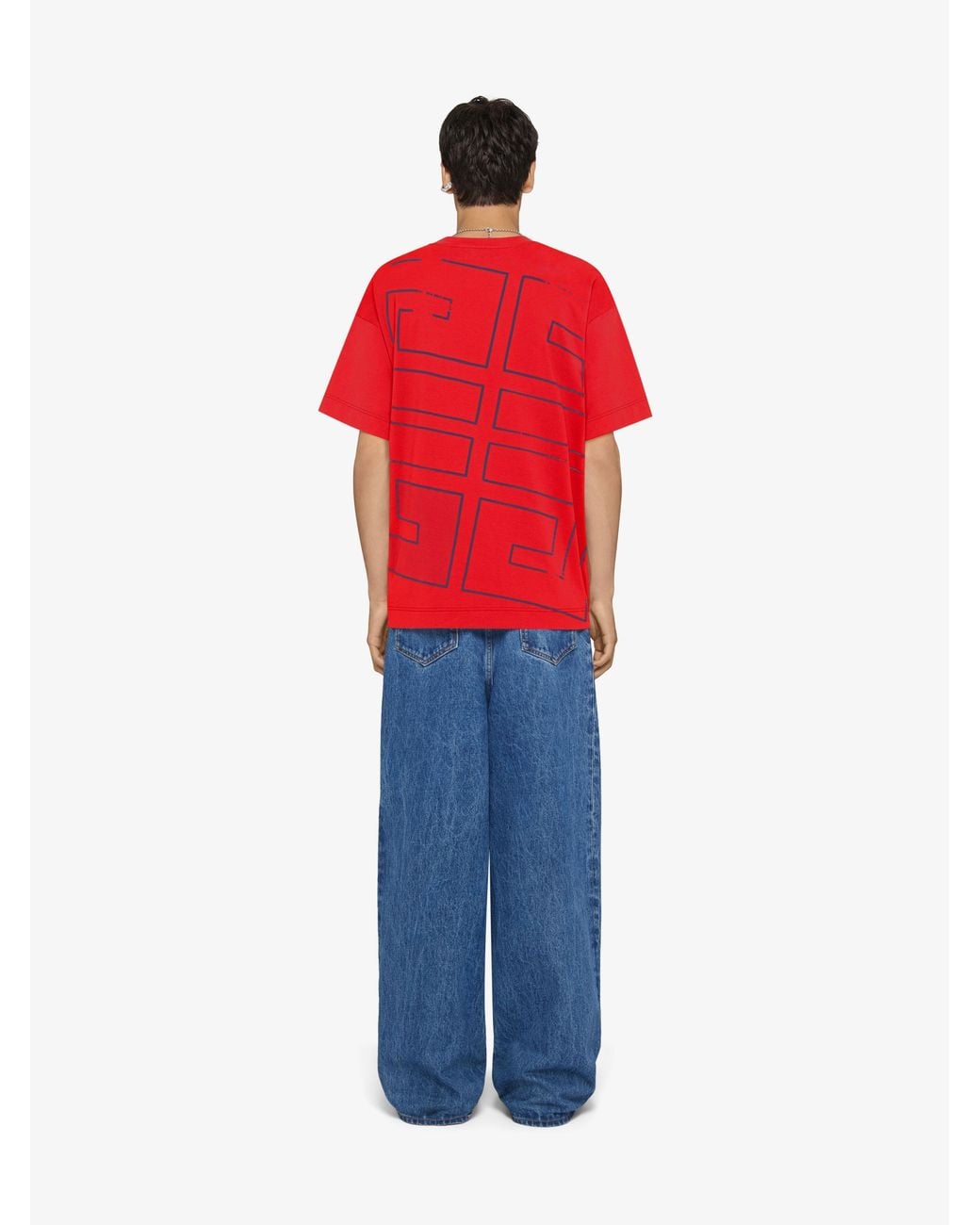 Givenchy Red Logo Printed Crewneck T-Shirt for men