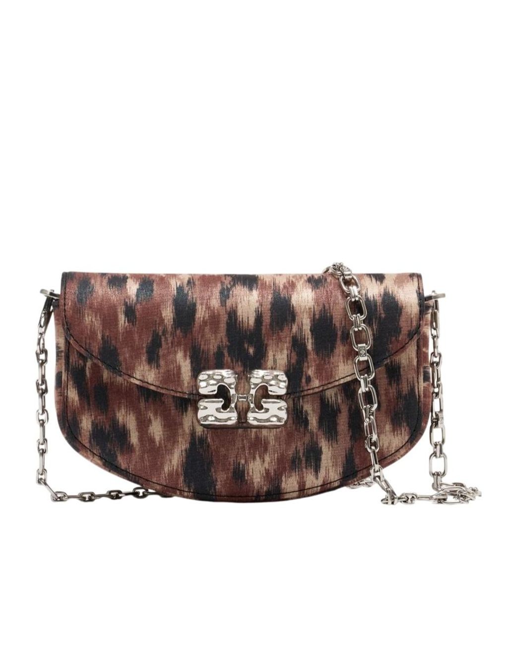 Ganni Brown Lulu Patterned Shoulder Bag