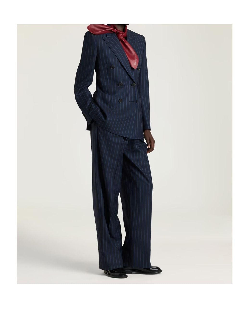 Givenchy Blue Double-Breasted Pinstripe Blazer