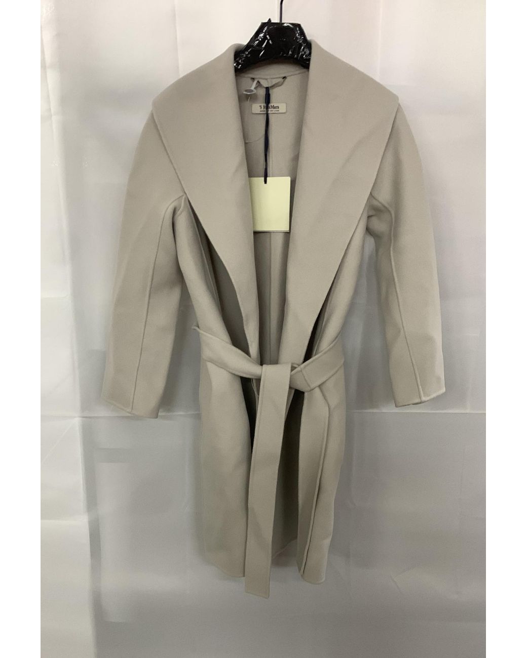 Max Mara White 'S Belted Long-Sleeved Coat