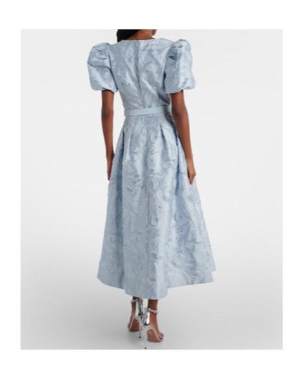 Rebecca Vallance Blue Anneli Cotton-Blend Jacquard Midi Dress