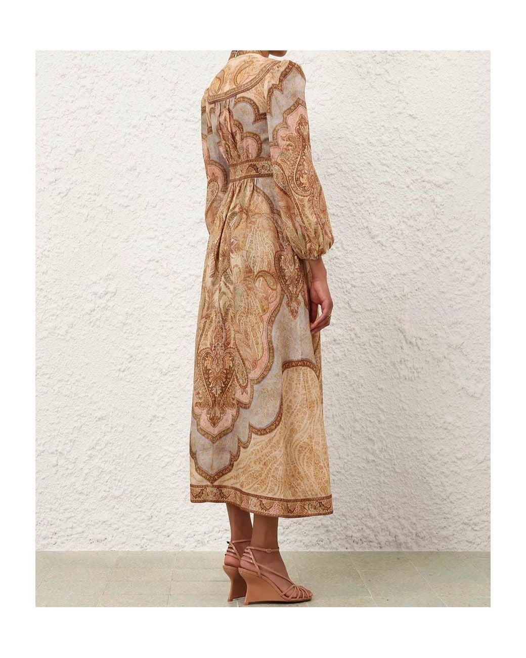 Zimmermann Natural Wanderlust Linen Midi Dress