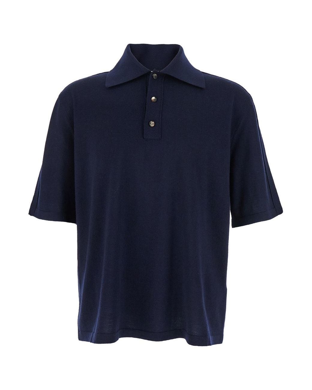 Bottega Veneta Blue Polo Shirt With Classic Collar And Front Button Closure for men