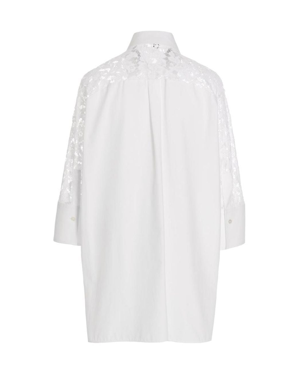 Valentino White Lace Inlaid Poplin Shirt