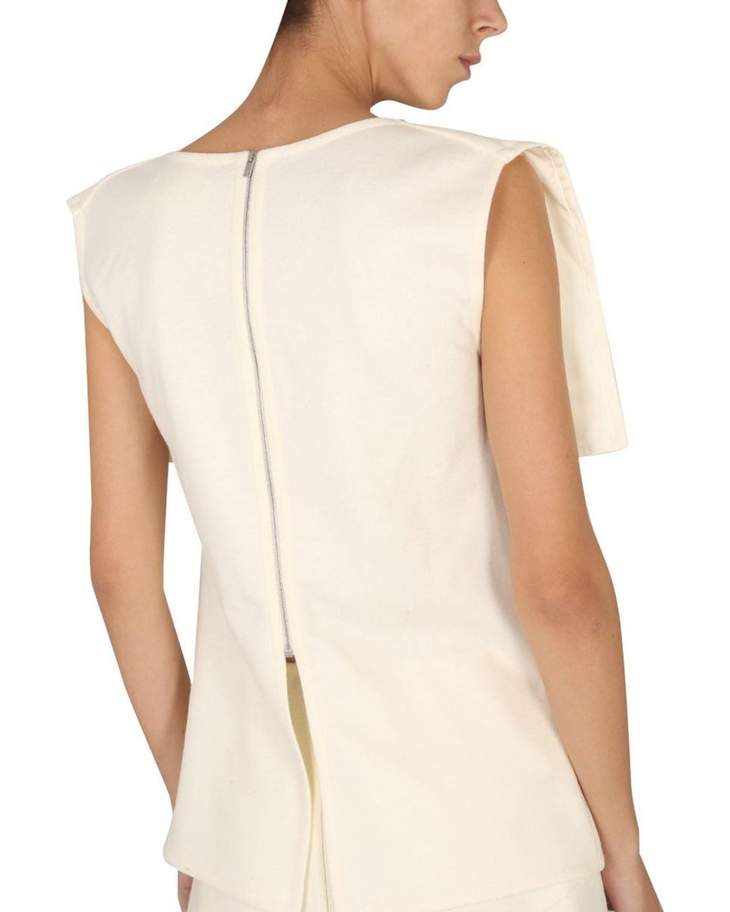 Jil Sander White Back-Zipped Sleeveless Top