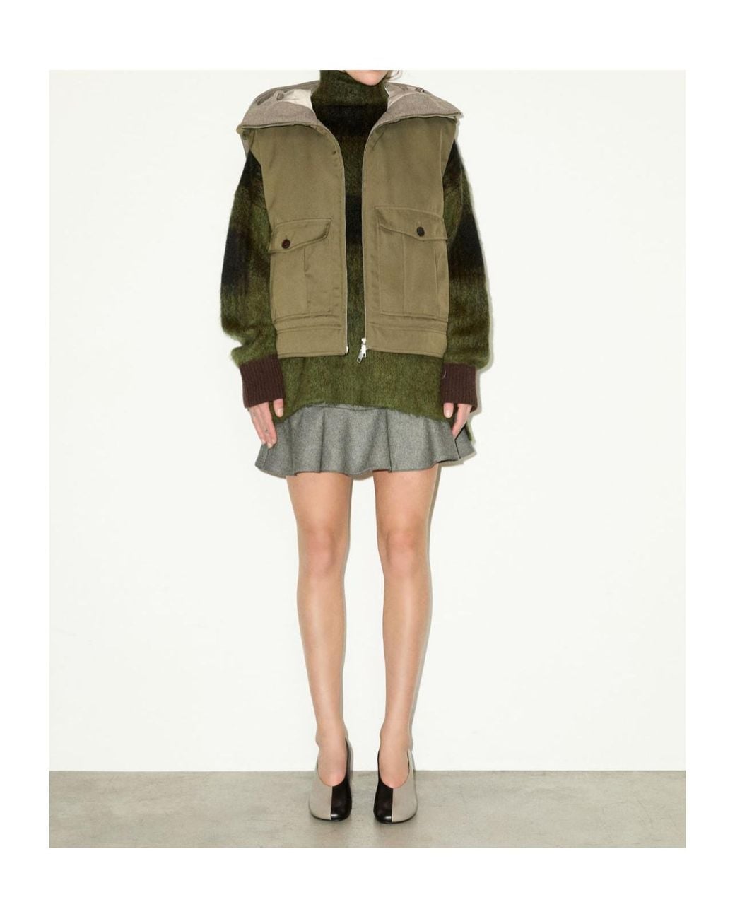 MAX&Co. Green Hooded Gabardine Gilet