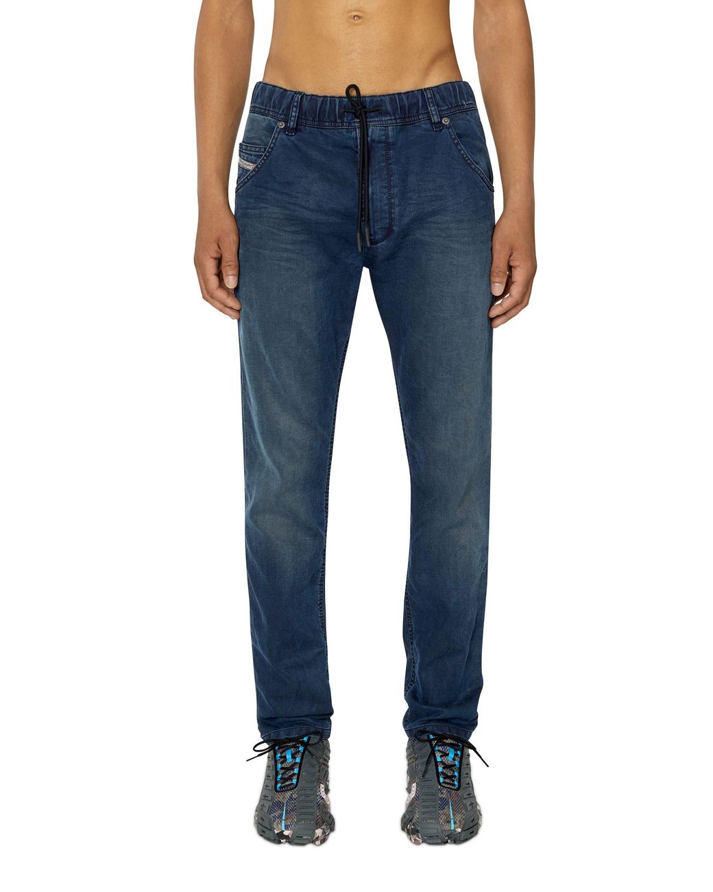 DIESEL Blue Drawstring Straight-Leg Jeans for men