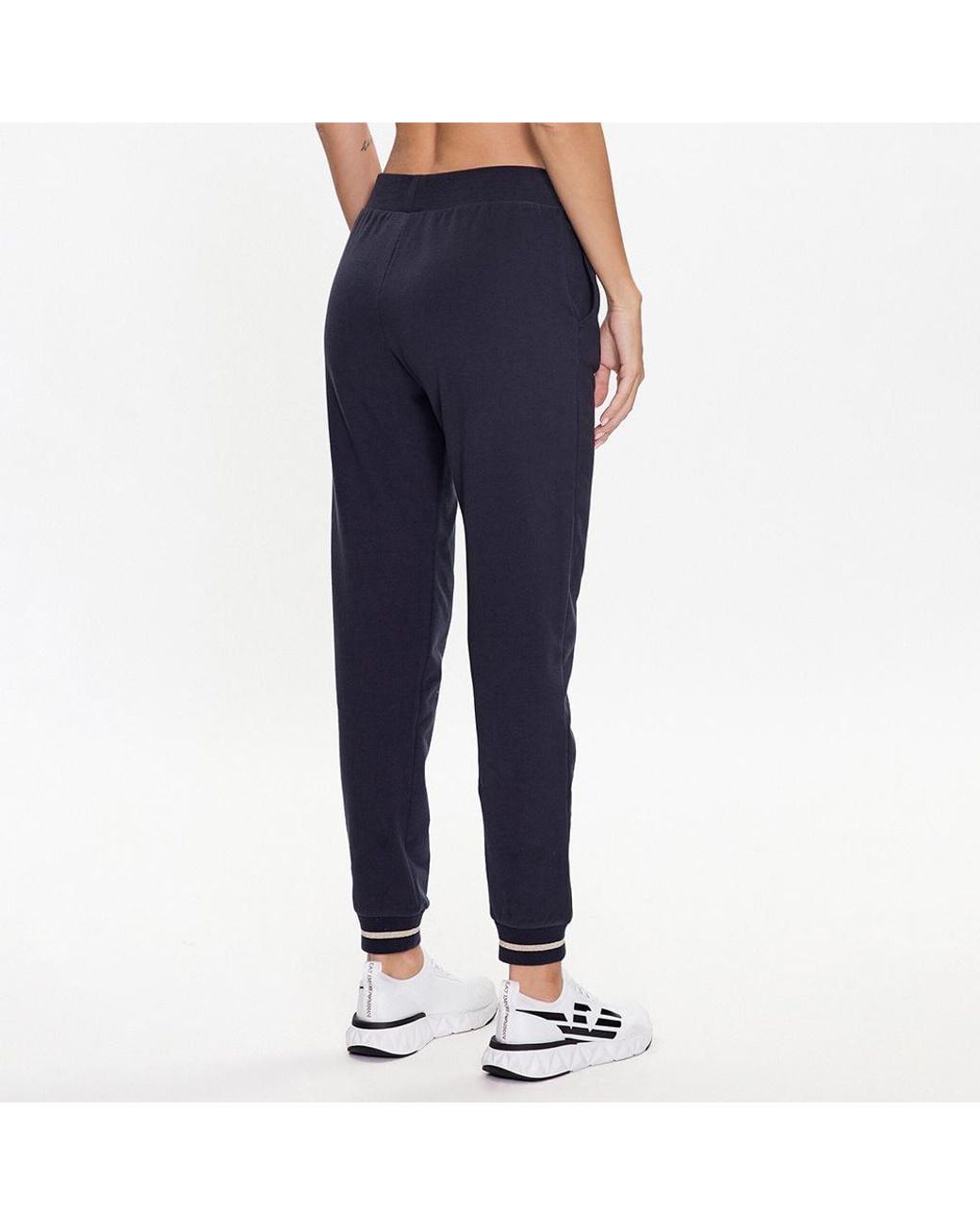 EA7 Blue Logo-Print Tapered Track Pants