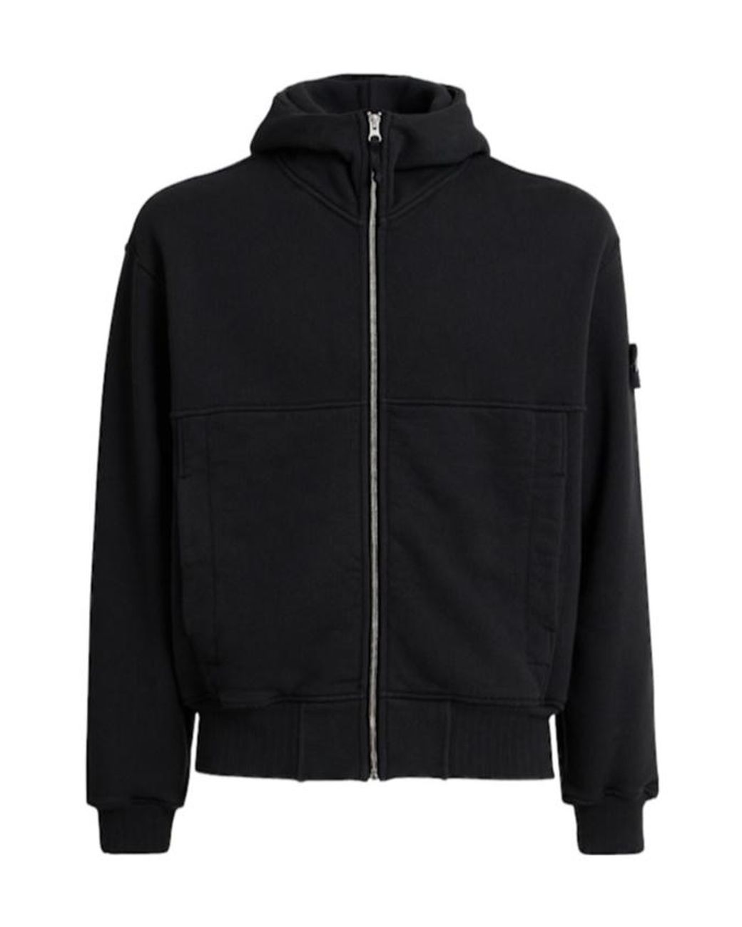 Stone Island Black Hooded Coat for men