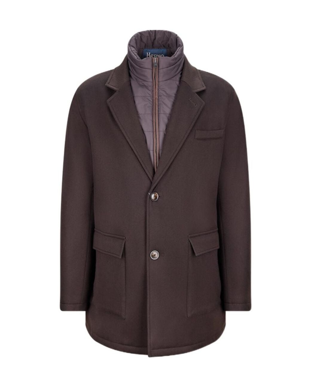 Herno Brown Long-Sleeved Coat for men