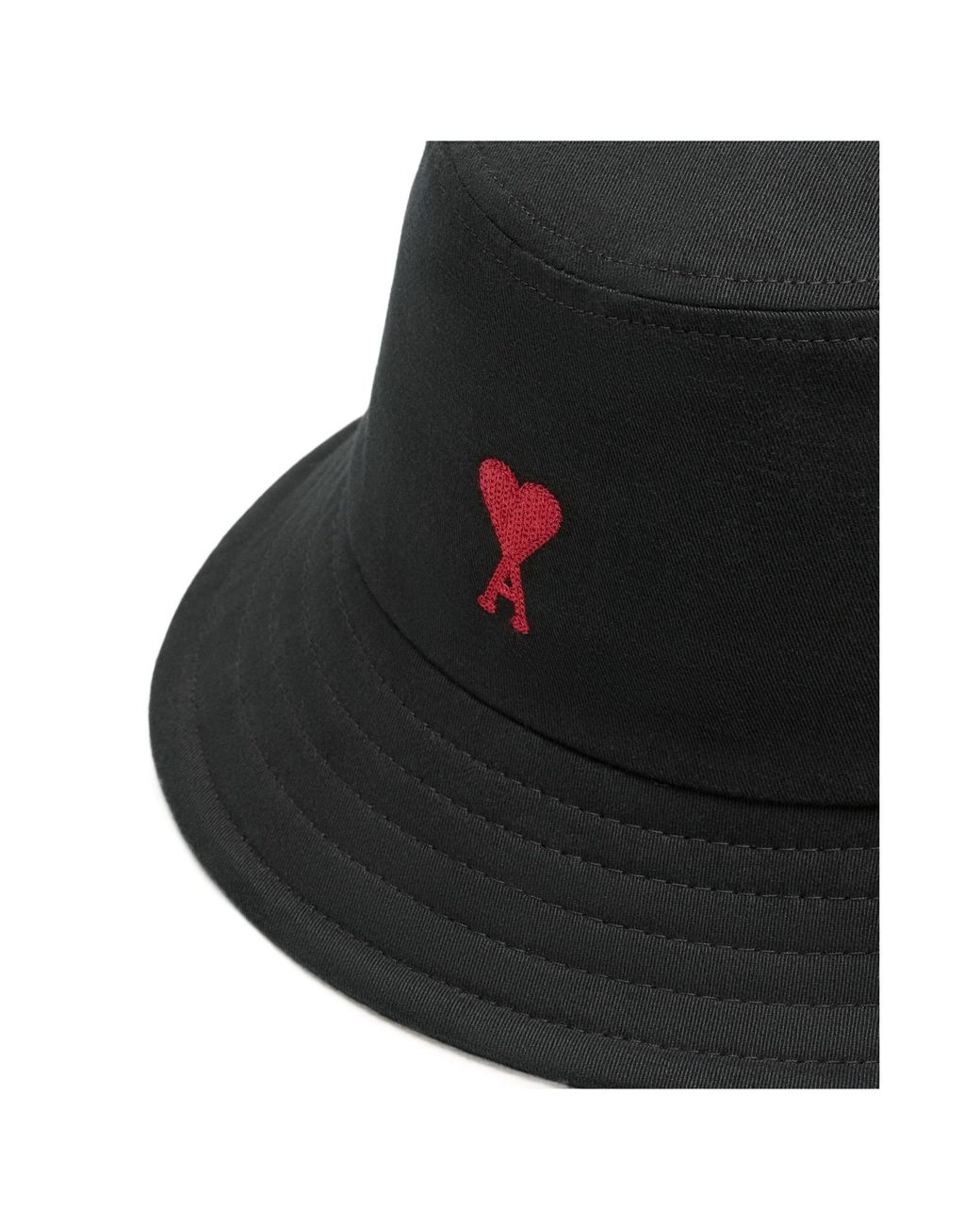 AMI Black Ami De Coeur Embroidered Bucket Hat for men