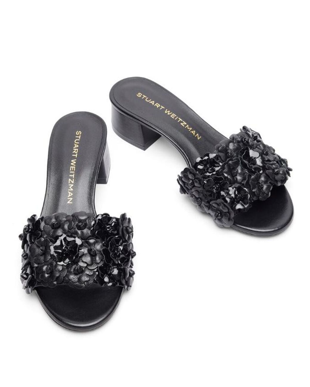 Stuart Weitzman Black Round-Toe High-Heel Sandals