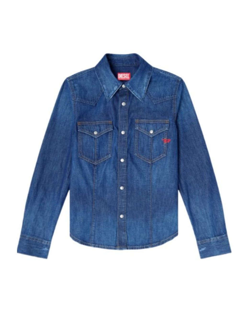 DIESEL Blue De-Waves Western Denim Shirt