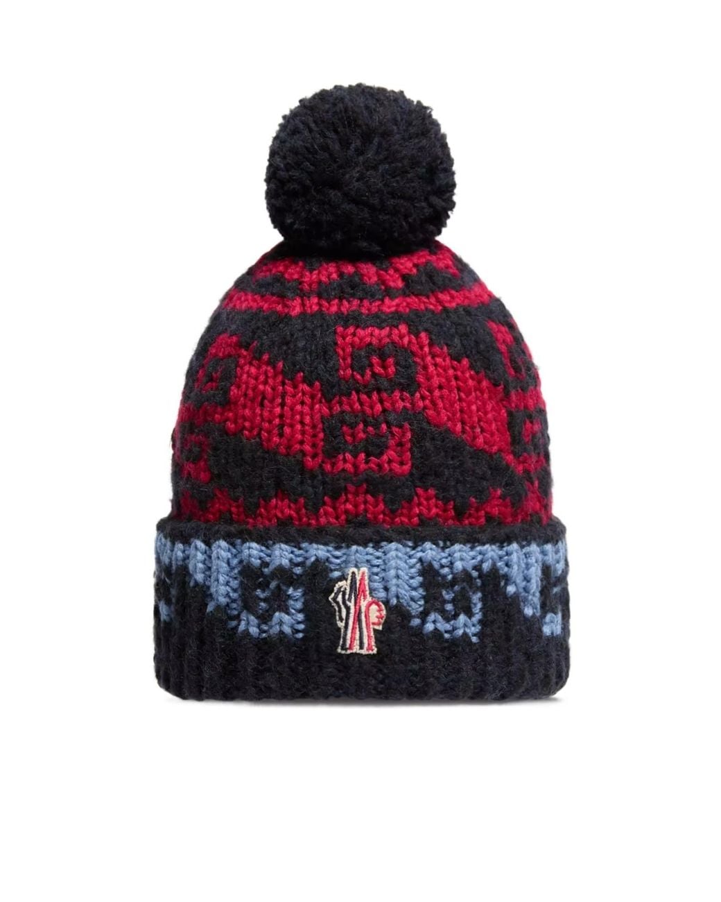 Moncler Red Alpaca Wool Blend Beanie With Pom Pom for men