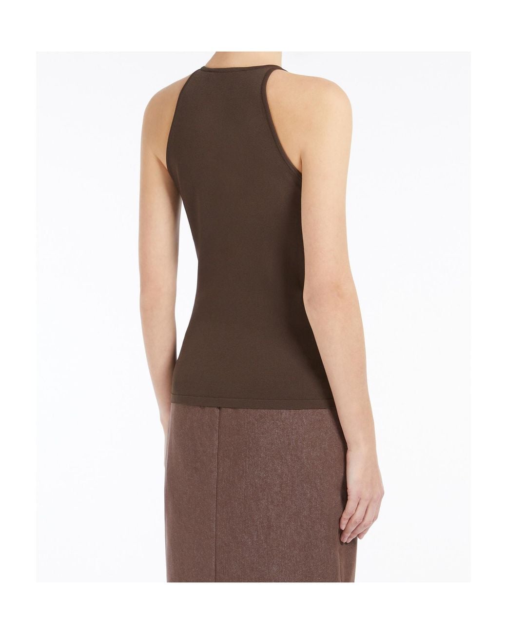 Max Mara Brown Armida1234 V-Neck Sleeveless Top