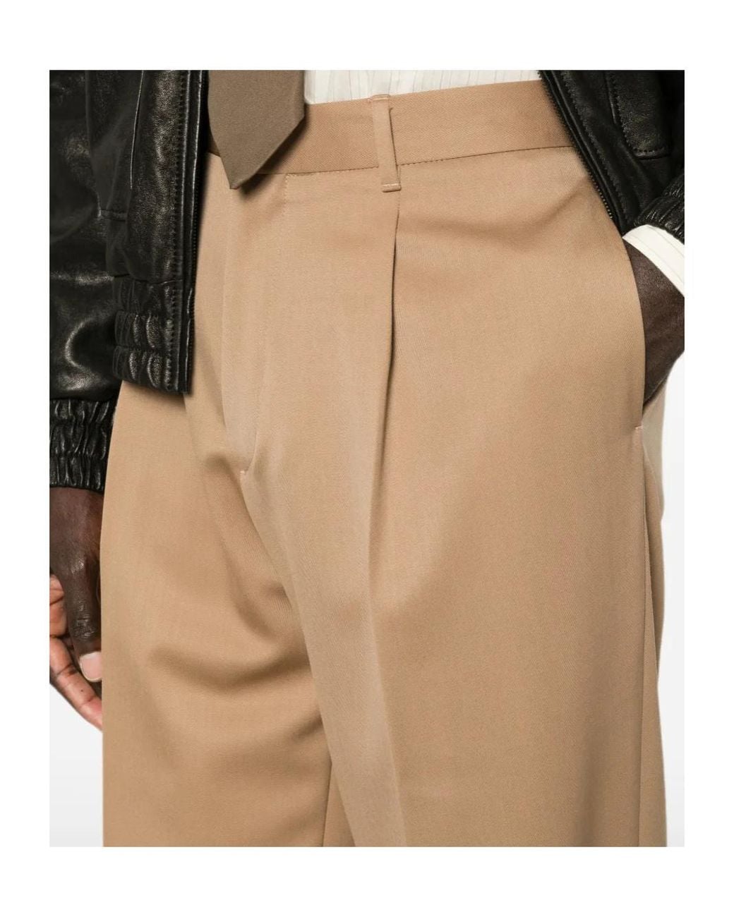 Lardini Natural Pleated Wide-Leg Pants for men