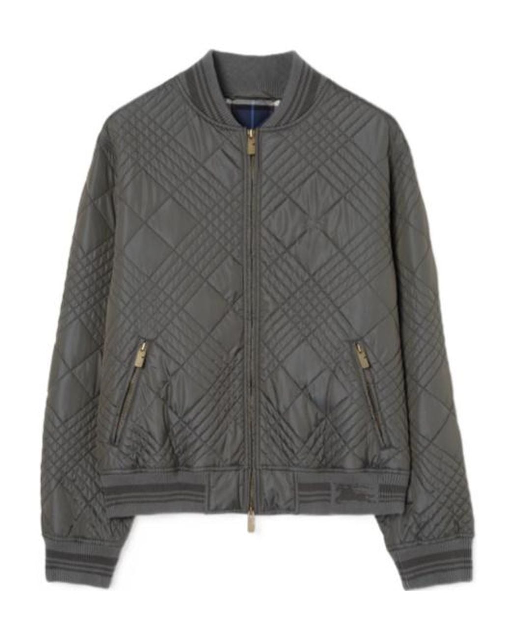 Burberry Gray Micro Check-Stitch Rakewood Bomber Jacket for men
