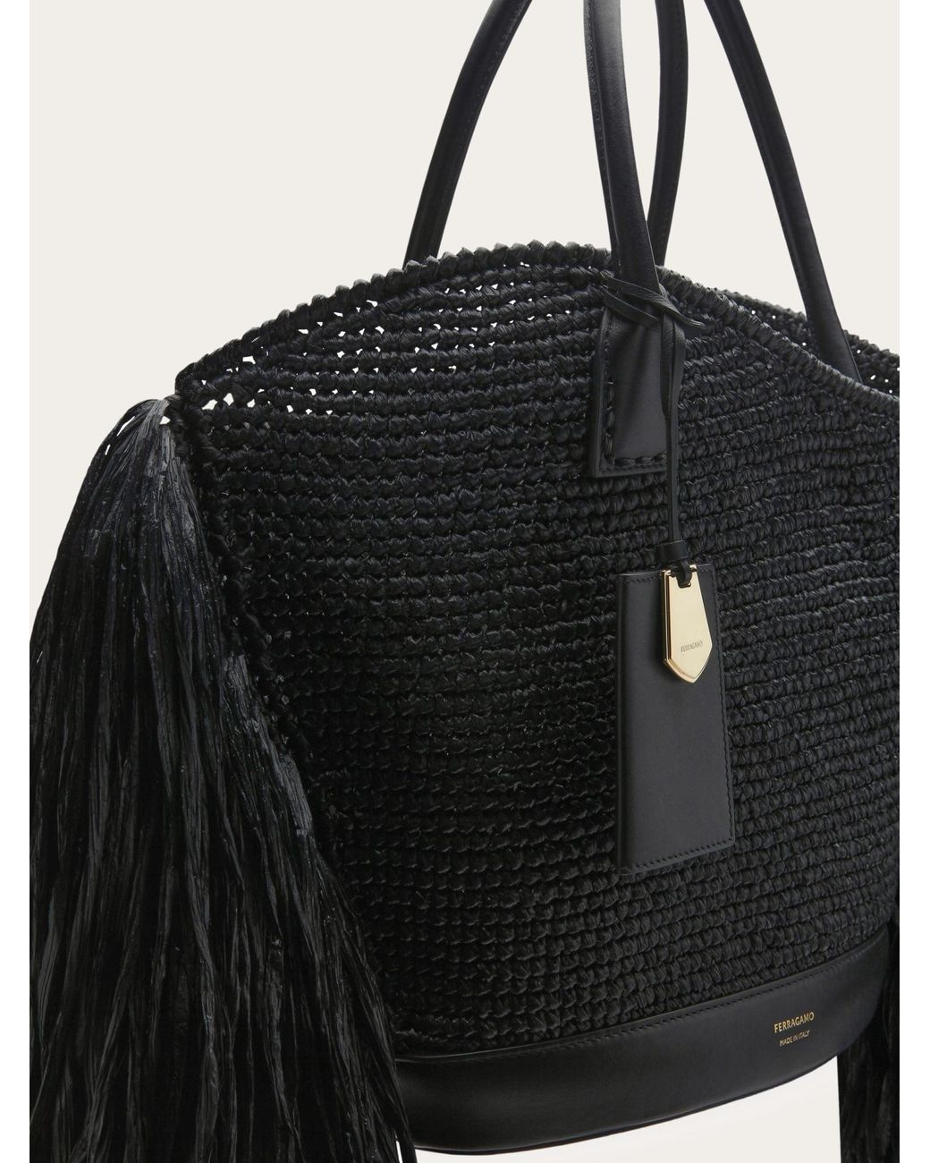 Ferragamo Black Ferragamo Fringed Tote Bag