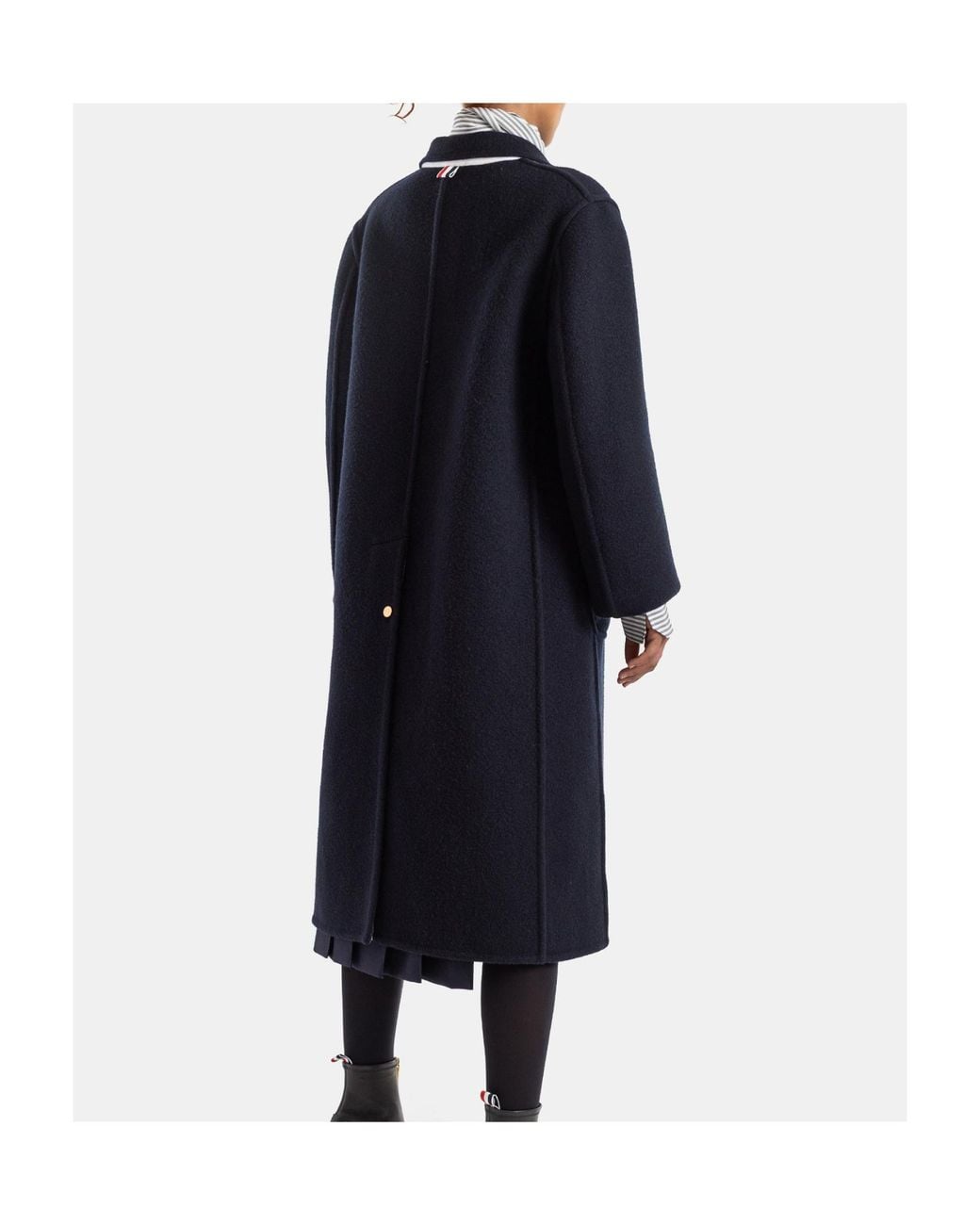 Thom Browne Black Bell Sleeve Boiled Wool Overcoat