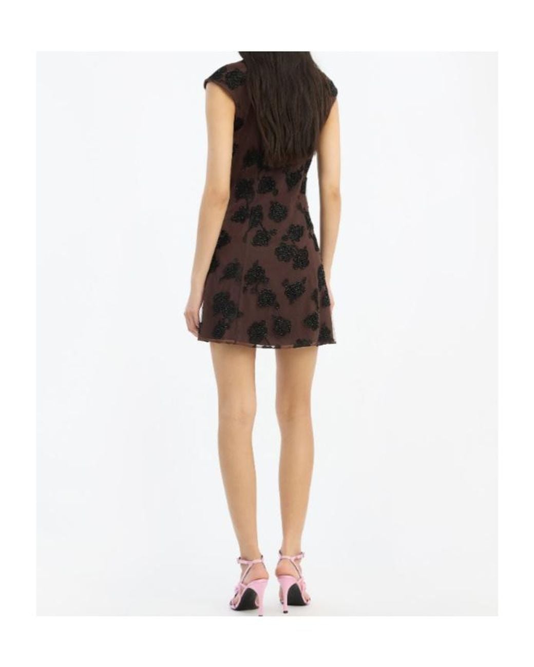 ROTATE BIRGER CHRISTENSEN Black Floral-Motif Mini Dress