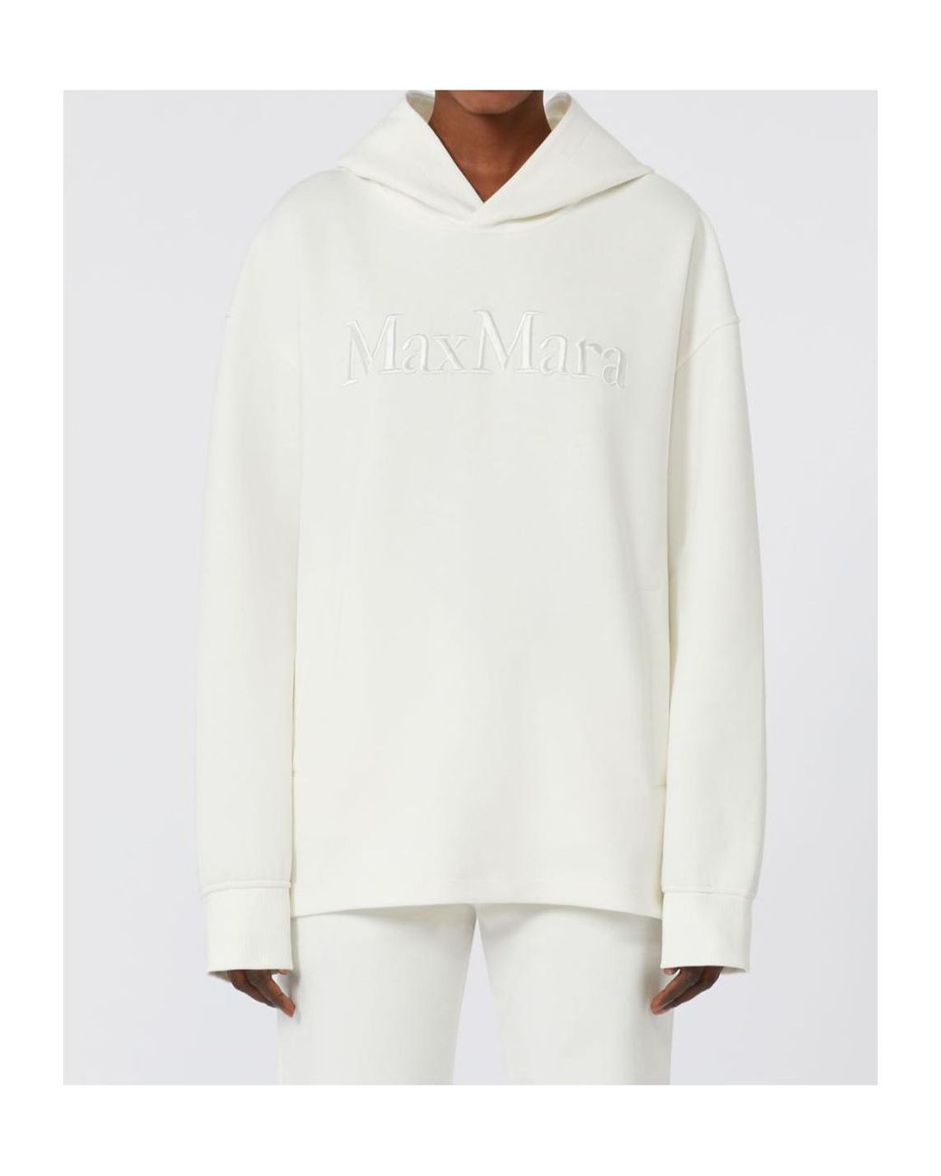 Max Mara White Visiera Logo Embroidered Hoodie