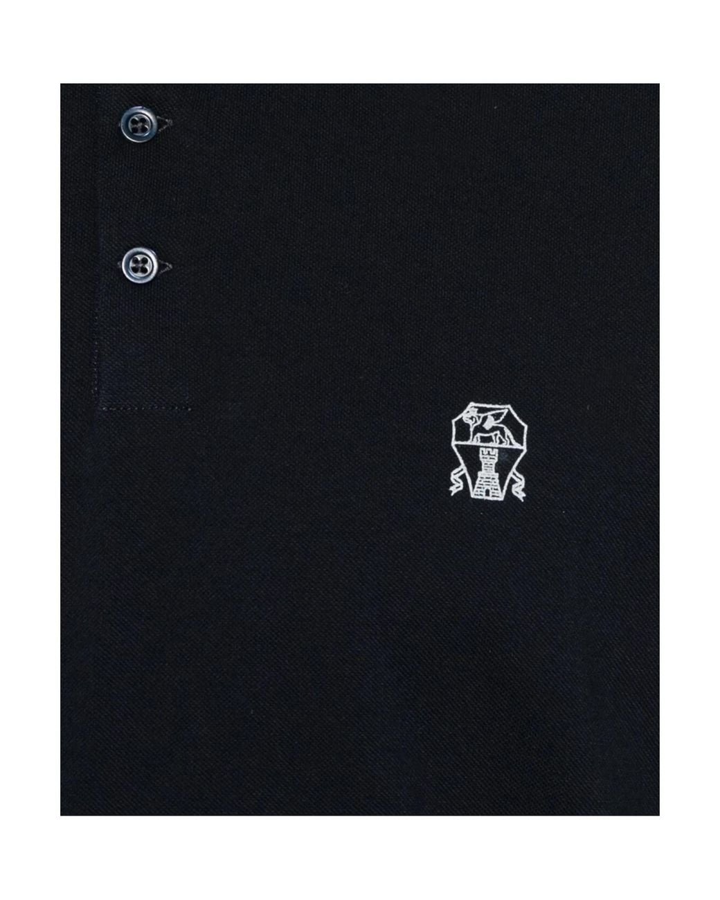 Brunello Cucinelli Black Logo Detailed Short-Sleeved Polo Shirt for men