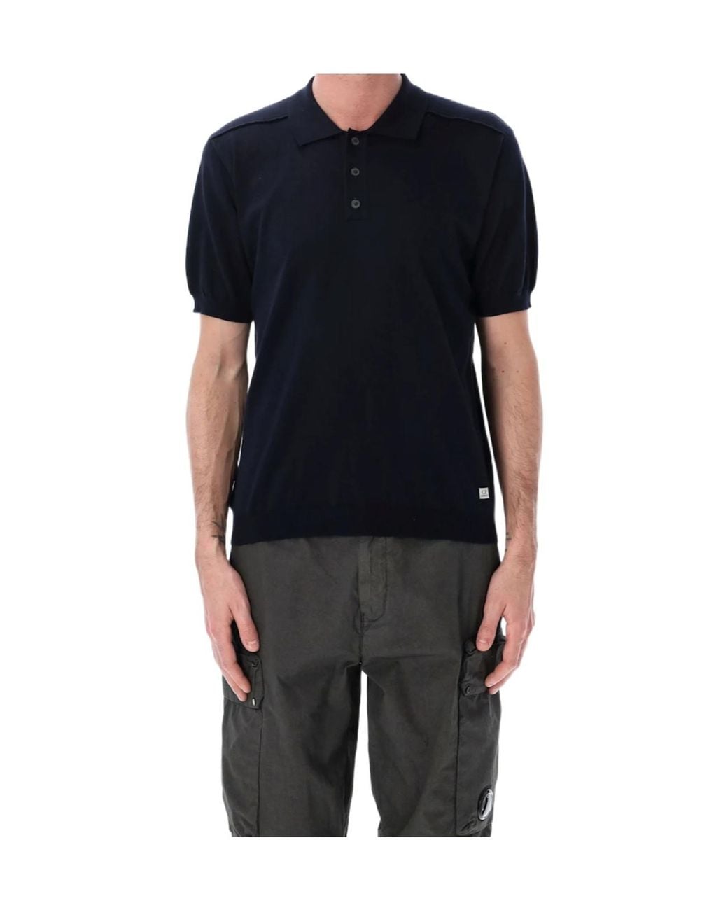 C P Company Black Short-Sleeve Polo Shirt for men