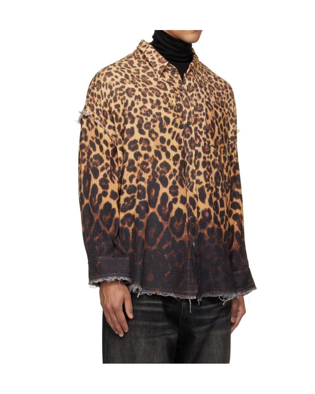 R13 Multicolor Shredded Seam Patterned Shirt