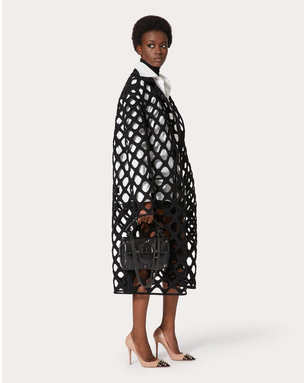 Valentino Black Embroidered Hollow Coat