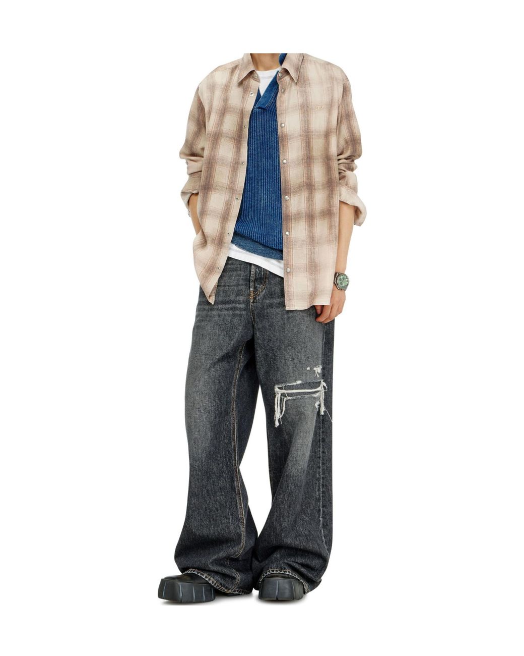 DIESEL Natural S-Simply-Jmcm Checked Shirt for men