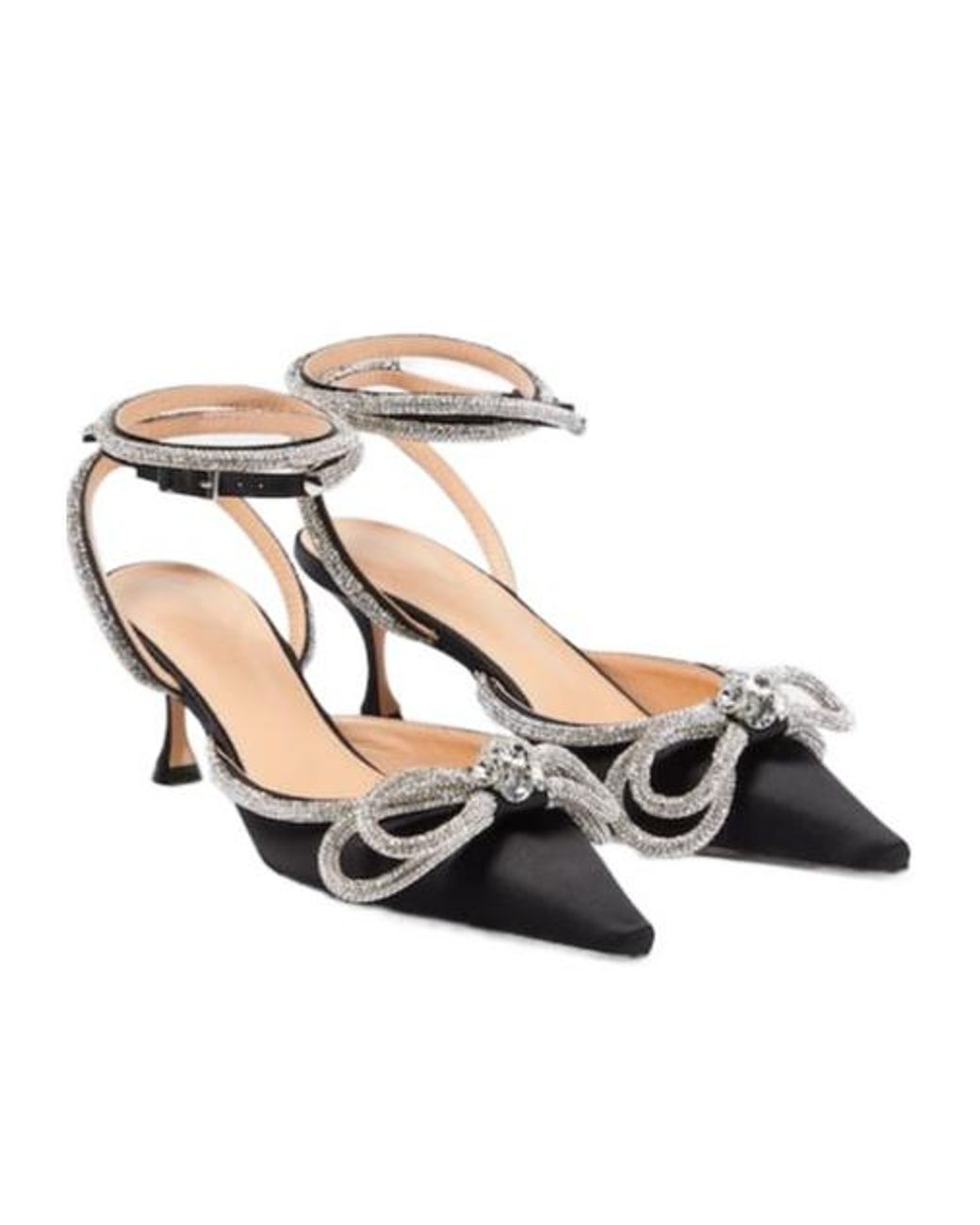 Mach & Mach Metallic Double Bow 65 Embellished Satin Pumps