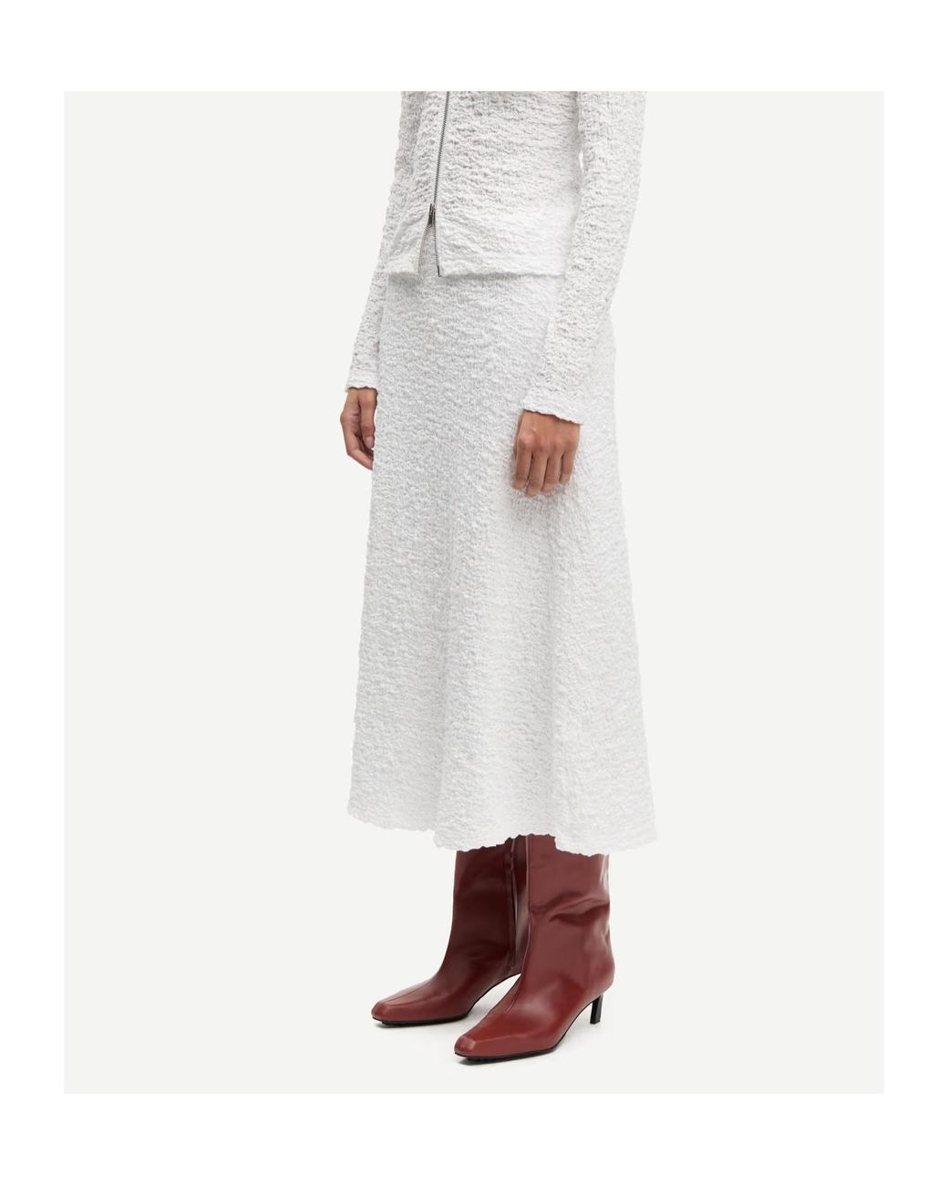 Samsøe & Samsøe White Samsøe Samsøe Sadaisy Textured Midi Skirt