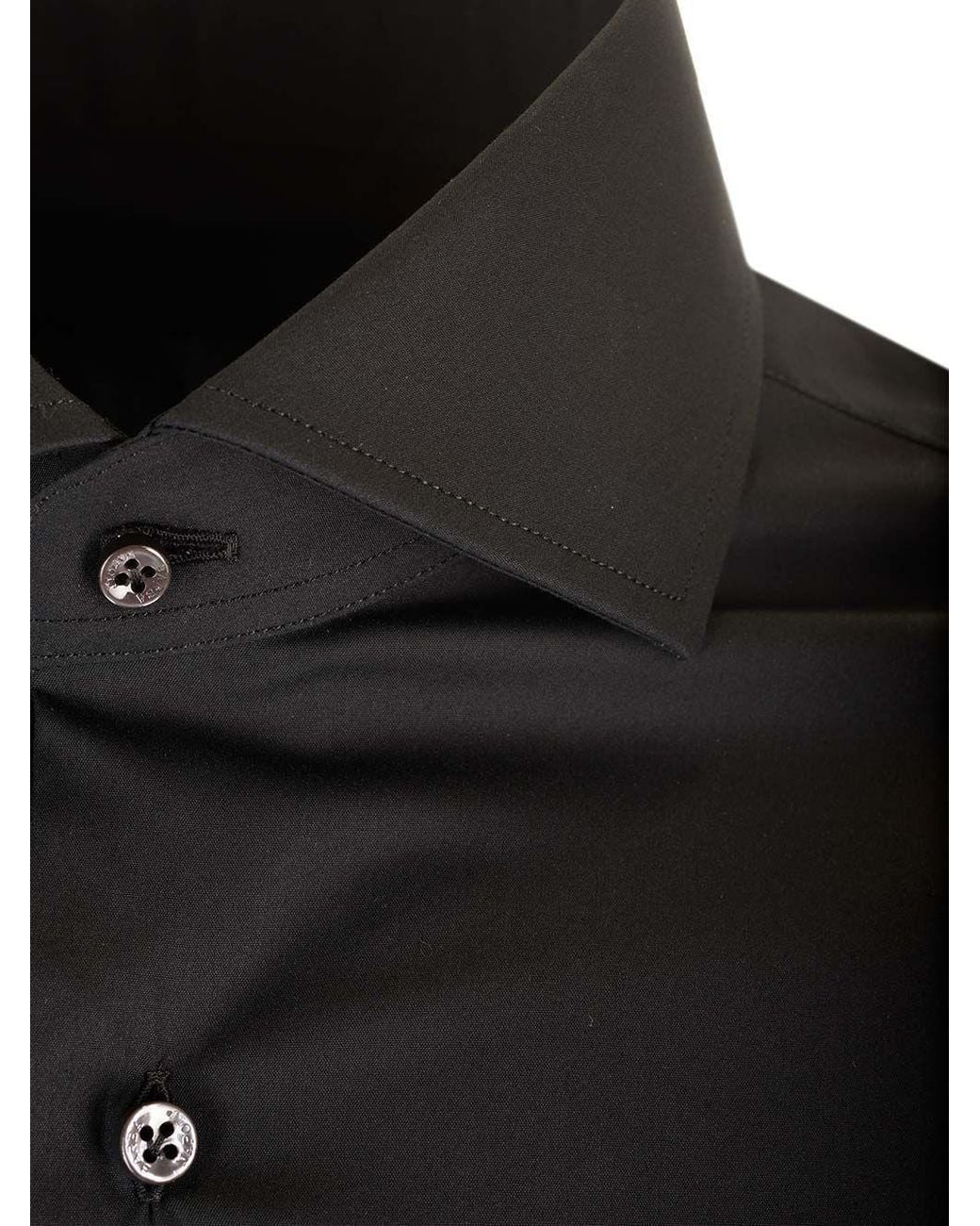 Barba Napoli Black Straight-Hem Slim-Fit Shirt for men