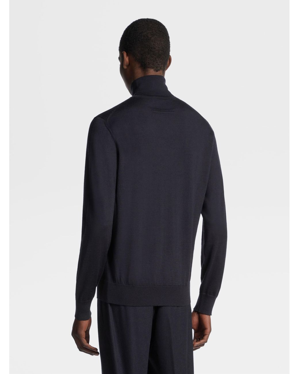 Zegna Blue Cashseta Turtleneck Sweater for men