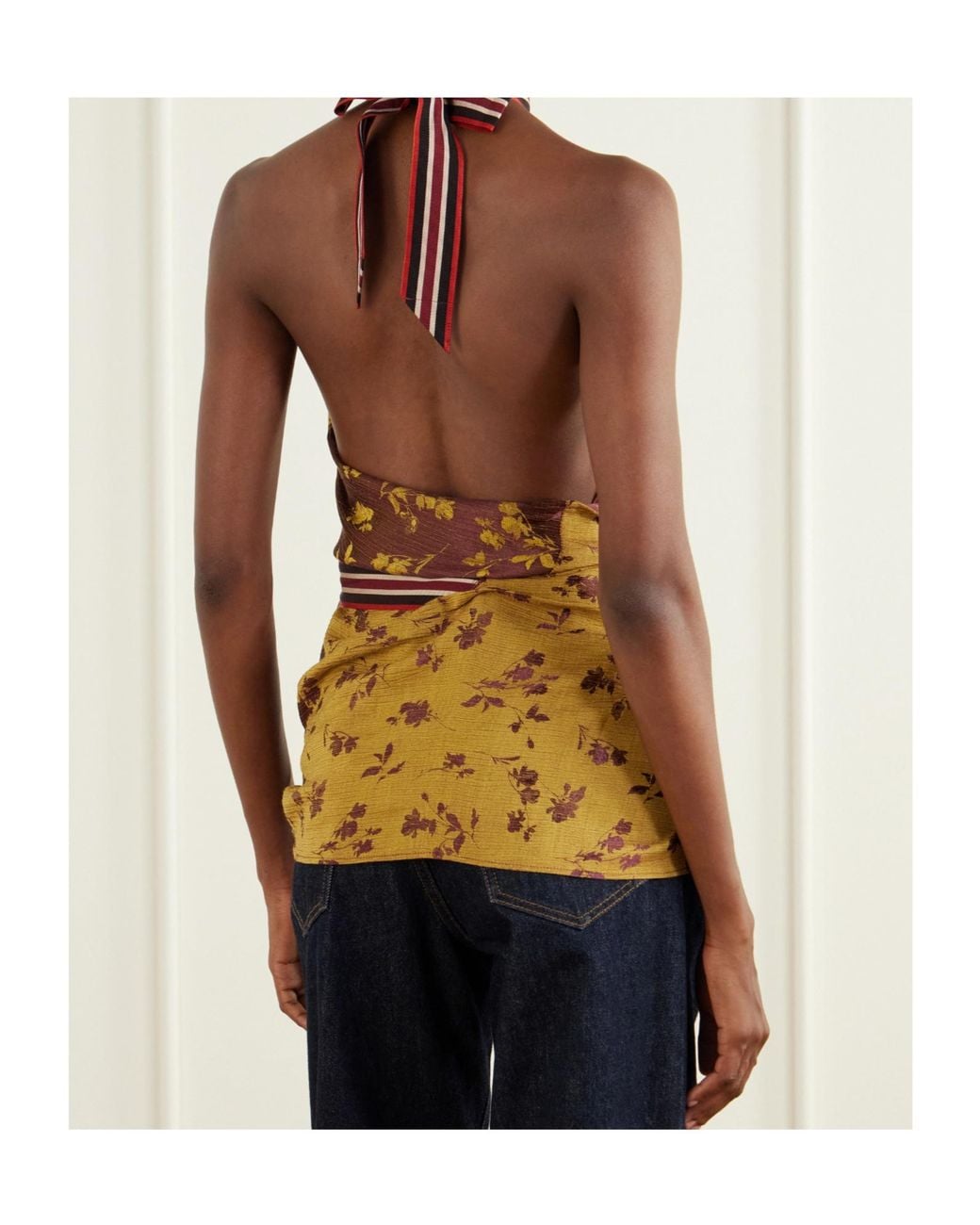 Dries Van Noten Brown Jacquard Wrap Top
