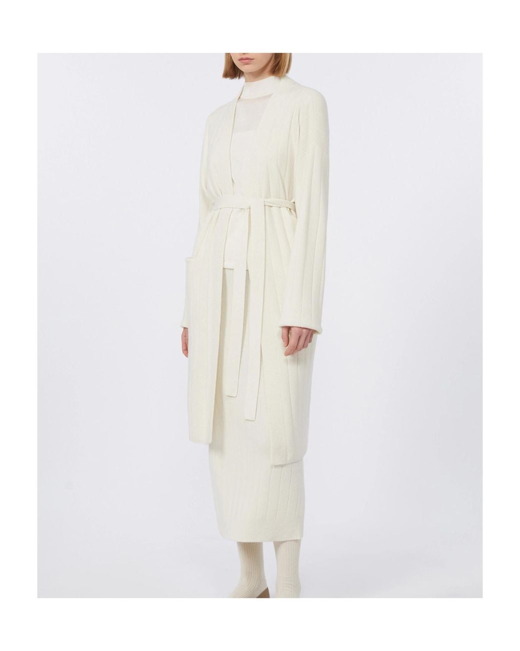 Max Mara White Sante Ribbed Knit Skirt