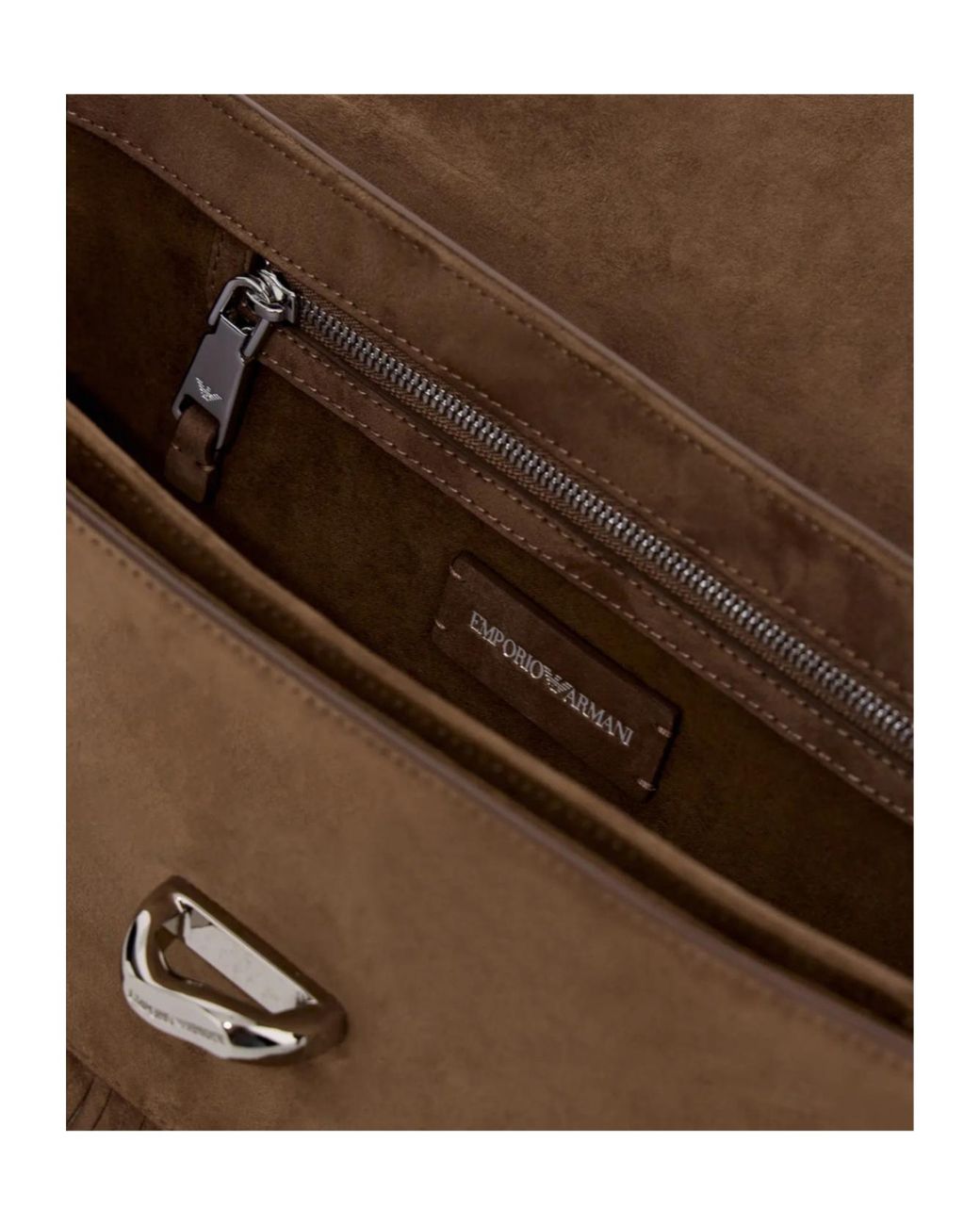 Emporio Armani Brown Boteh Capsule Fringe-Detail Shoulder Bag