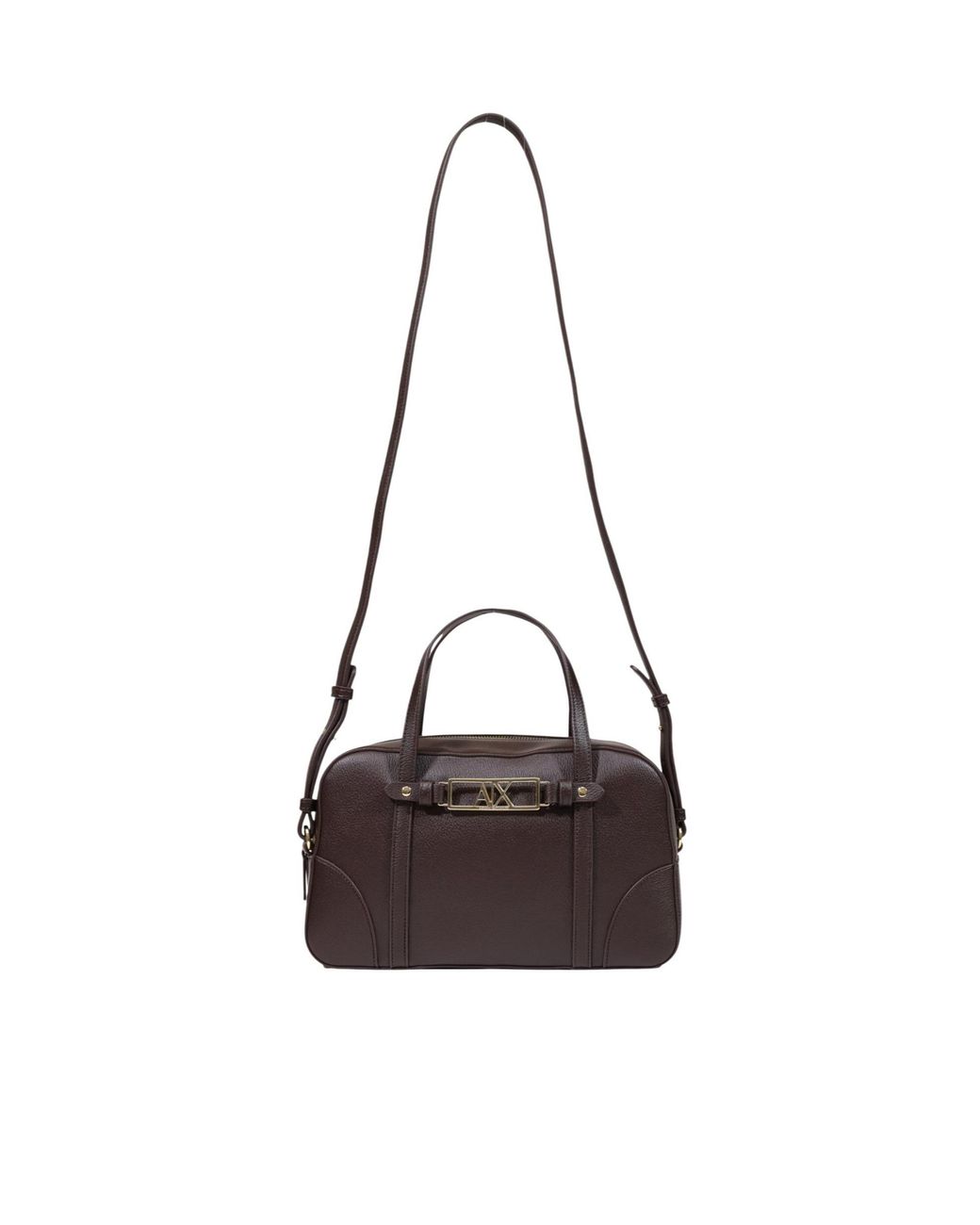 ARMANI EXCHANGE Brown Logo-Plaque Leather Tote Bag