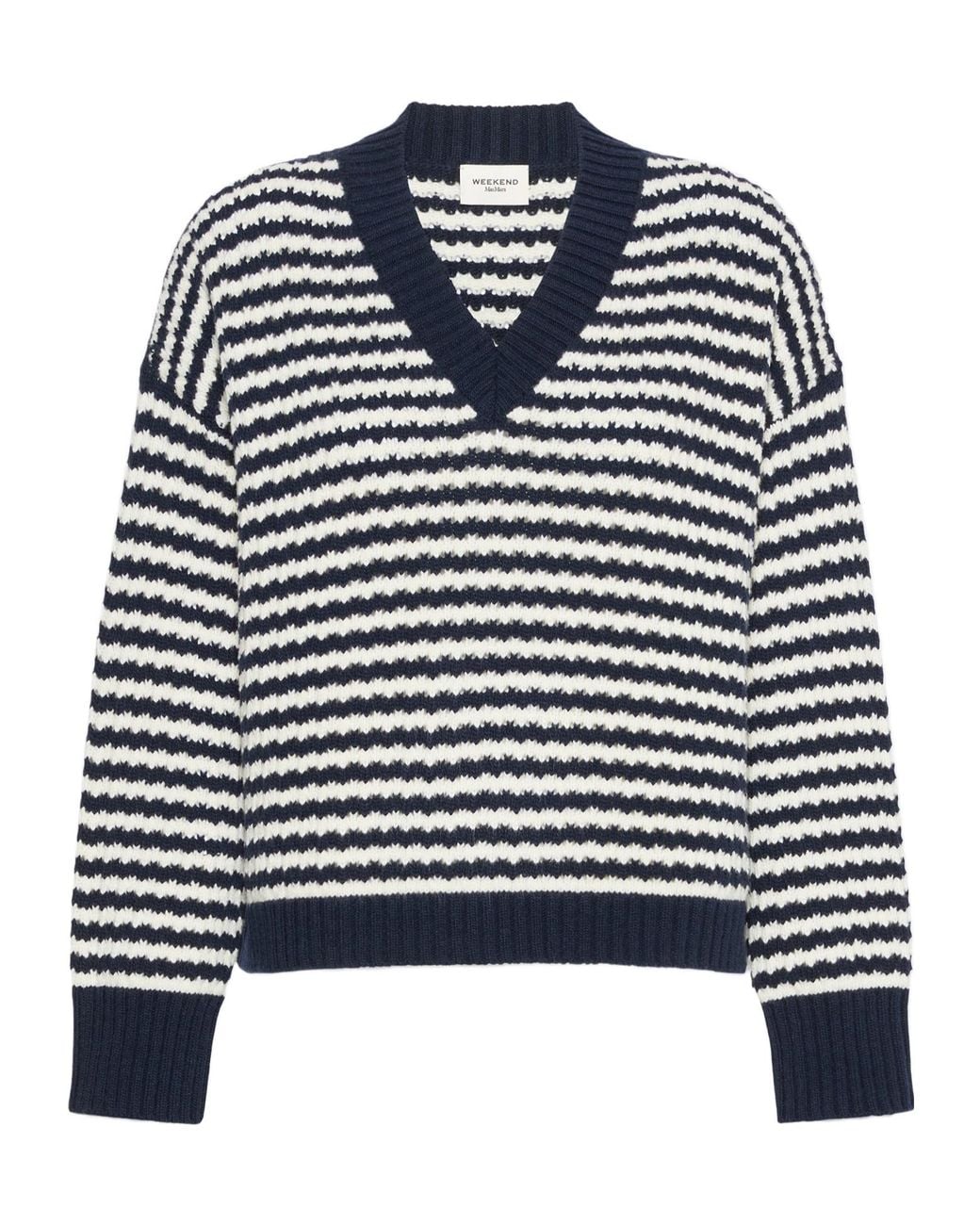 Weekend by Maxmara Blue Wkdspiga V-Neck Striped Knitted Jumper
