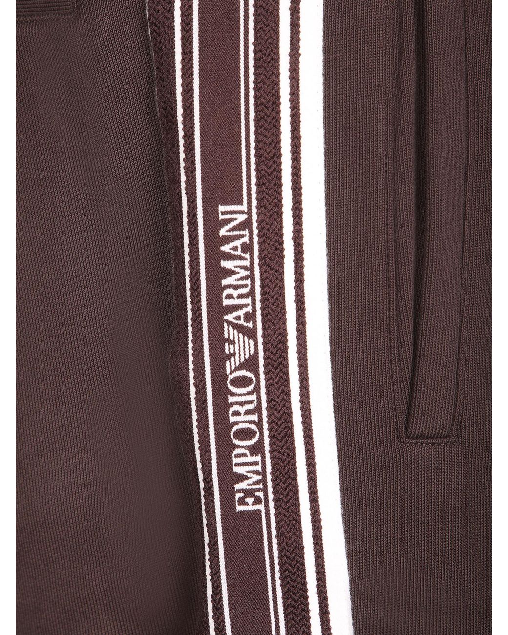 Emporio Armani Brown Elasticated Waistband Trousers for men